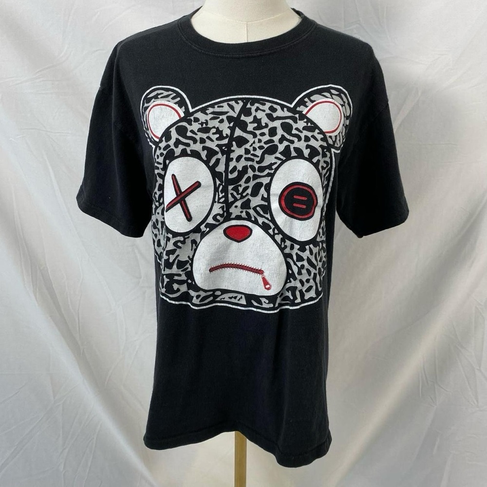 KICKSTRIKE black shirt with bear‎ size medium Y2K grunge skater